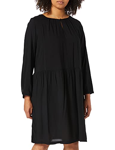 TOM TAILOR Damen Blusenkleid mit Faltendetails 1024889, 14482 - Deep Black, 46 Große Größen von TOM TAILOR