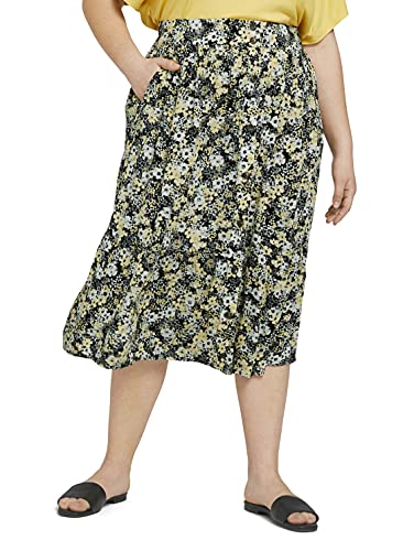 TOM TAILOR MY TRUE ME Damen Plussize Gemusterter Rock mit Knopfleiste 1025950, 26780 - Multicolor Flowers, 48 Große Größen von TOM TAILOR