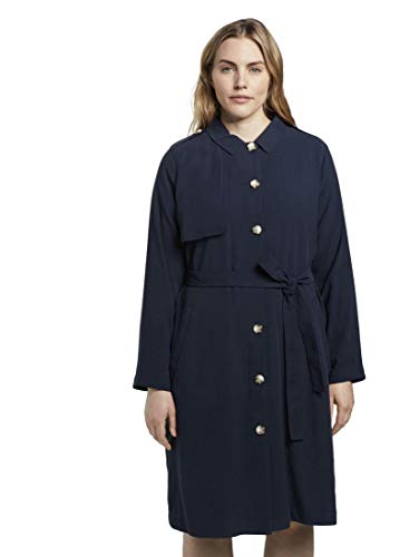 TOM TAILOR MY TRUE ME Damen Plussize Trenchcoat mit Gürtel 1017663, 10360 - Real Navy Blue, 48 Große Größen von TOM TAILOR