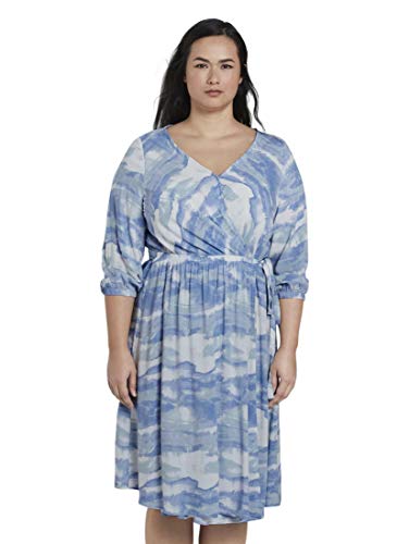 TOM TAILOR MY TRUE ME Damen Plussize Midi-Wickelkleid im Batik-Look 1018086, 22445 - Bluish Tie Dye, 50 Große Größen von TOM TAILOR