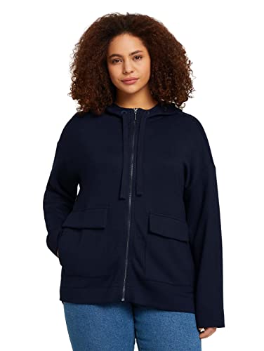 TOM TAILOR Damen Plussize Boxy Fit Sweatjacke mit Kapuze von TOM TAILOR