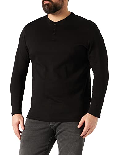 TOM TAILOR Herren Plussize Henley Langarmshirt 1030884, 29999 - Black, XXL Große Größen von TOM TAILOR