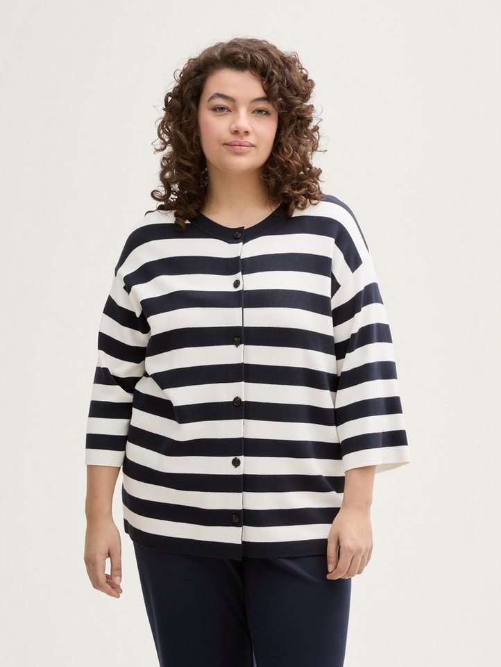 TOM TAILOR PLUS Cardigan Plus Size - Cardigan mit Streifenmuster von TOM TAILOR PLUS