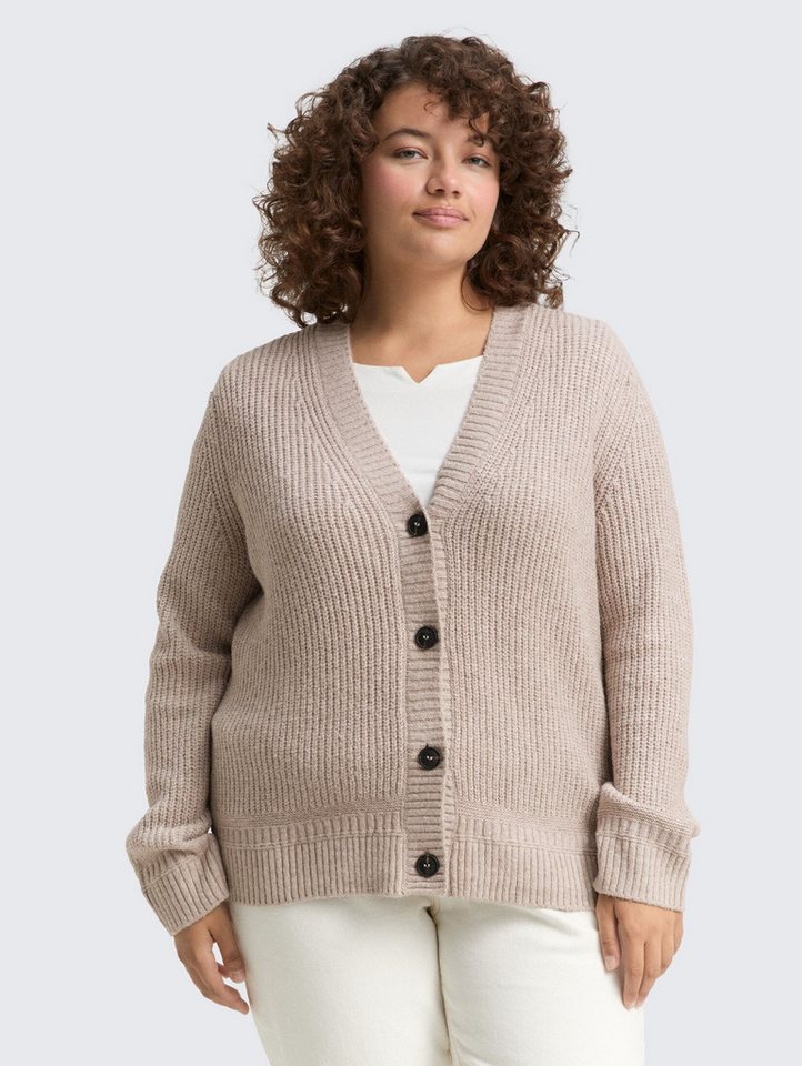 TOM TAILOR PLUS Cardigan Plus Size - Ripp Cardigan mit V-Ausschnitt Plus Size - Ripp Cardigan mit V-Ausschnitt von TOM TAILOR PLUS