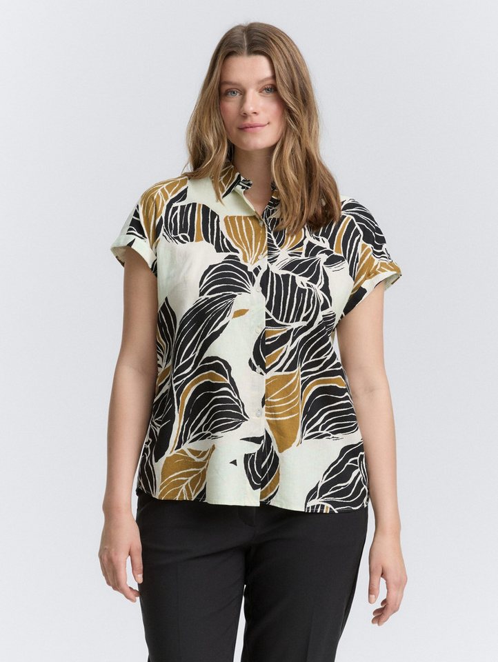TOM TAILOR PLUS Kurzarmbluse Plus Size - Loose Fit Bluse mit Leinenanteil von TOM TAILOR PLUS