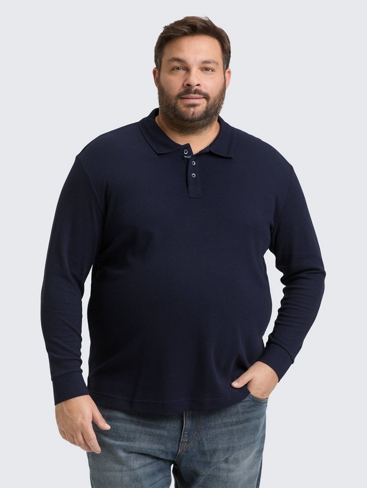 TOM TAILOR PLUS Langarm-Poloshirt Poloshirts Plus Size - Langarm Poloshirt mit Waffelstruktur von TOM TAILOR PLUS