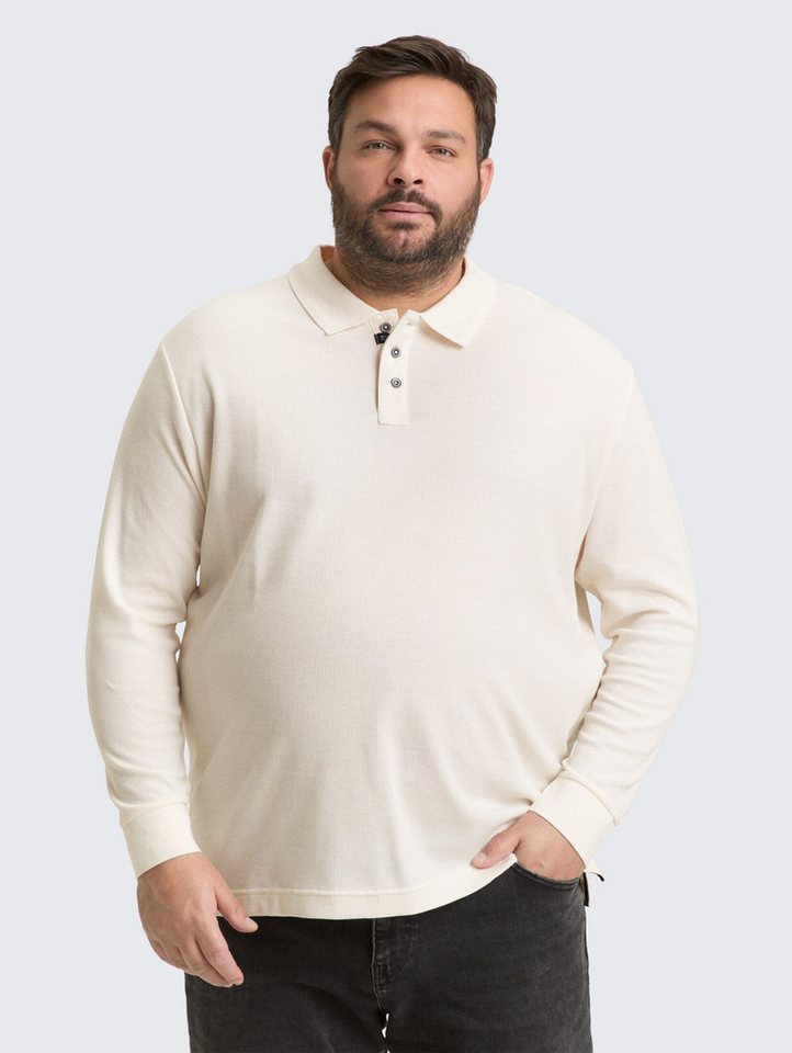 TOM TAILOR PLUS Langarm-Poloshirt Poloshirts Plus Size - Langarm Poloshirt mit Waffelstruktur von TOM TAILOR PLUS