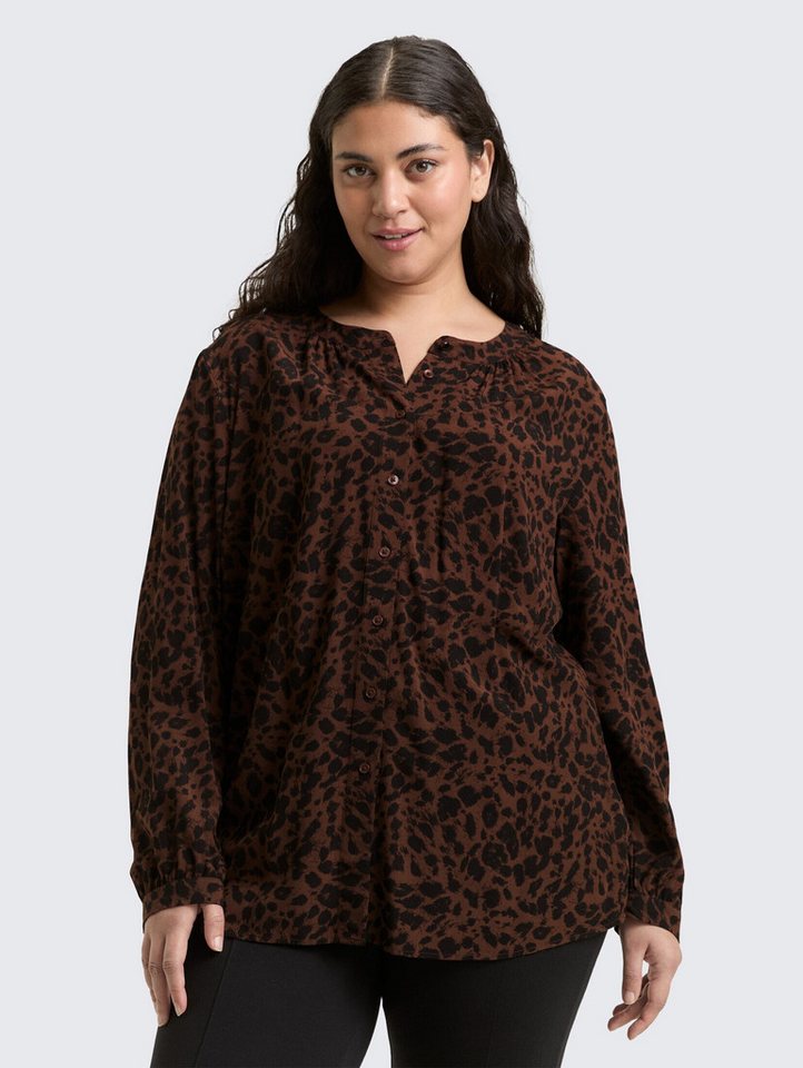 TOM TAILOR PLUS Langarmbluse Blusen & Shirts Plus Size - Bluse mit Leo-Print von TOM TAILOR PLUS