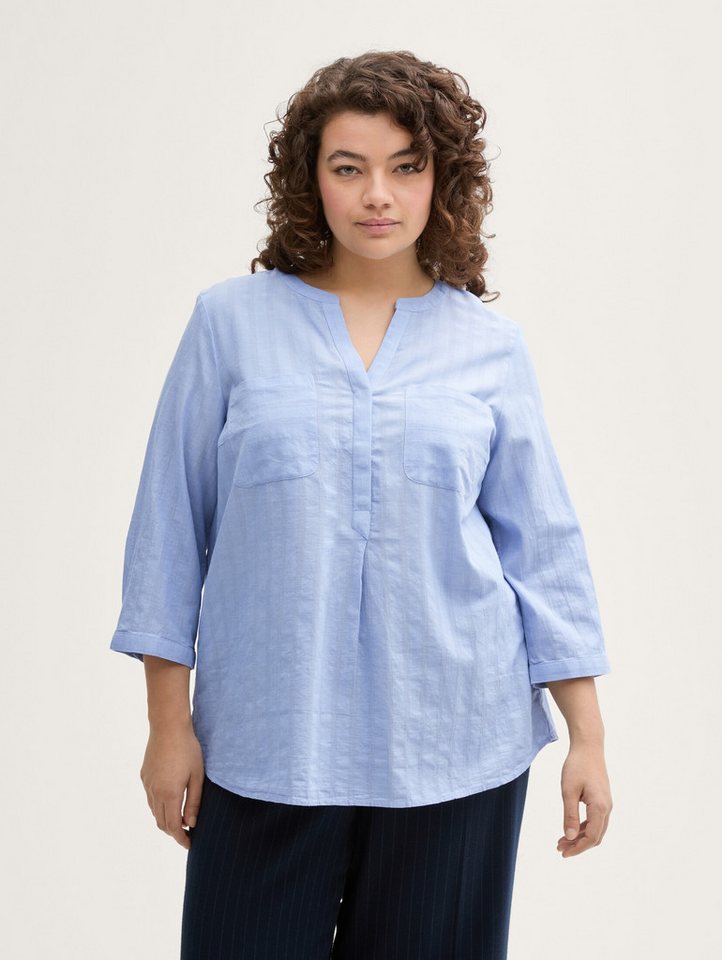 TOM TAILOR PLUS Langarmbluse Plus Size - Bluse mit Brusttaschen von TOM TAILOR PLUS