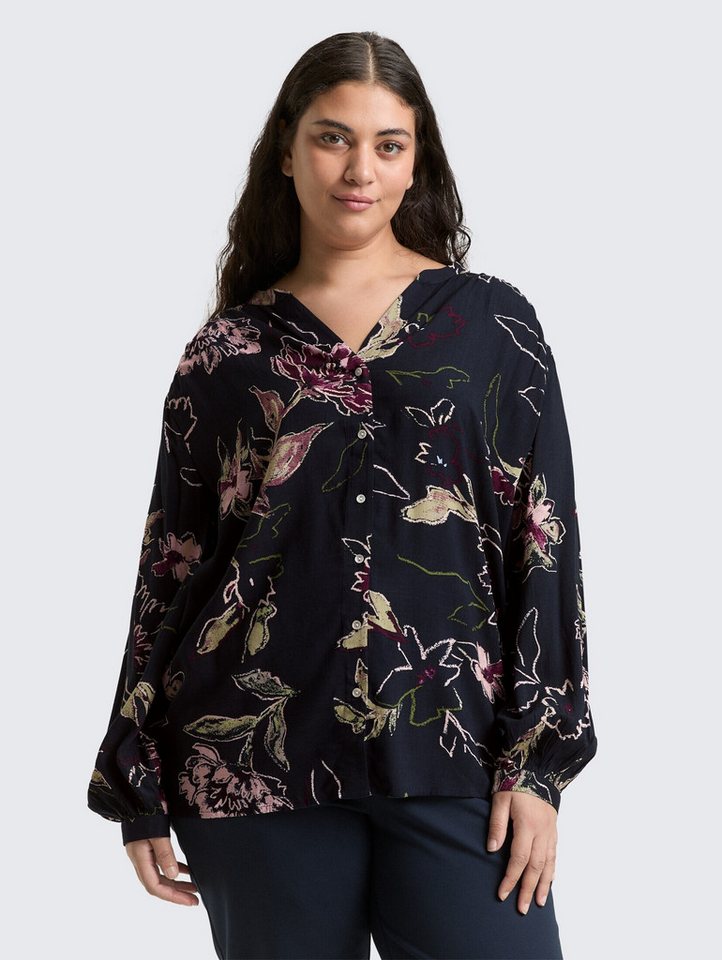 TOM TAILOR PLUS Langarmbluse Plus Size - Loose Fit Bluse mit Blumenmuster Plus Size - Loose Fit Bluse mit Blumenmuster von TOM TAILOR PLUS