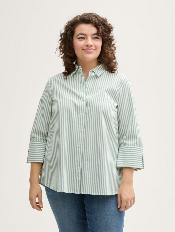 TOM TAILOR PLUS Langarmbluse Plus Size - Loose Fit Bluse mit Streifenmuster von TOM TAILOR PLUS