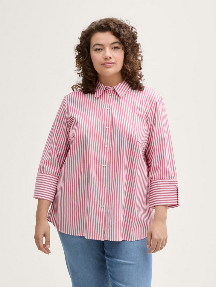 TOM TAILOR PLUS Langarmbluse Plus Size - Loose Fit Bluse mit Streifenmuster von TOM TAILOR PLUS