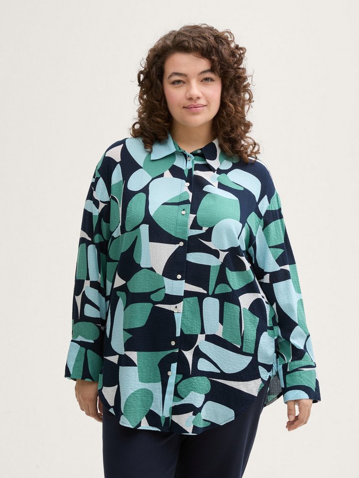 TOM TAILOR PLUS Langarmbluse Plus Size - Oversize Bluse mit Muster von TOM TAILOR PLUS