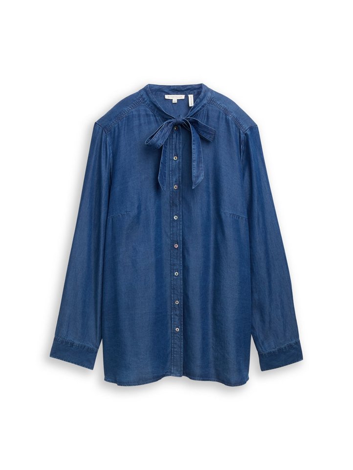 TOM TAILOR PLUS Langarmbluse blouse denim look with bow tie von TOM TAILOR PLUS