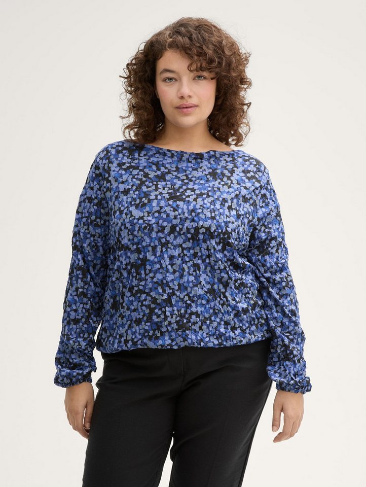 TOM TAILOR PLUS Langarmshirt Plus Size - Gemusterte Bluse mit Knopf von TOM TAILOR PLUS
