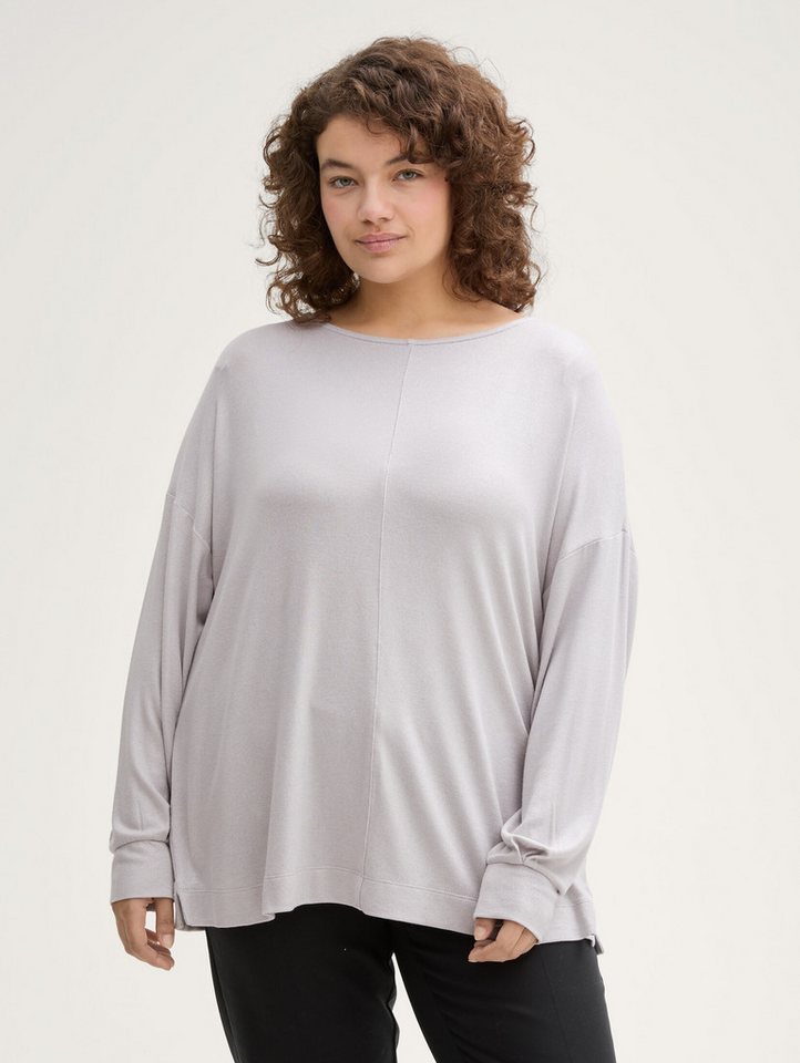 TOM TAILOR PLUS Langarmshirt Plus Size - Lockerer Pullover mit Glitzer-Effekt von TOM TAILOR PLUS