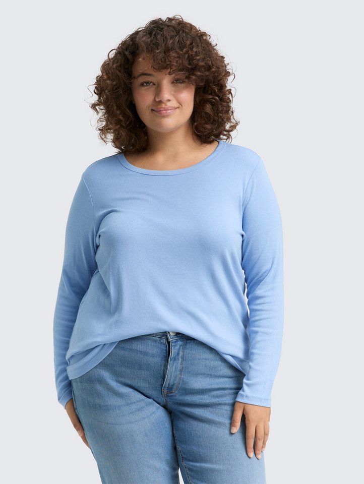 TOM TAILOR PLUS Langarmshirt Plus Size - Basic Slim Fit Langarmshirt Plus Size - Basic Slim Fit Langarmshirt von TOM TAILOR PLUS