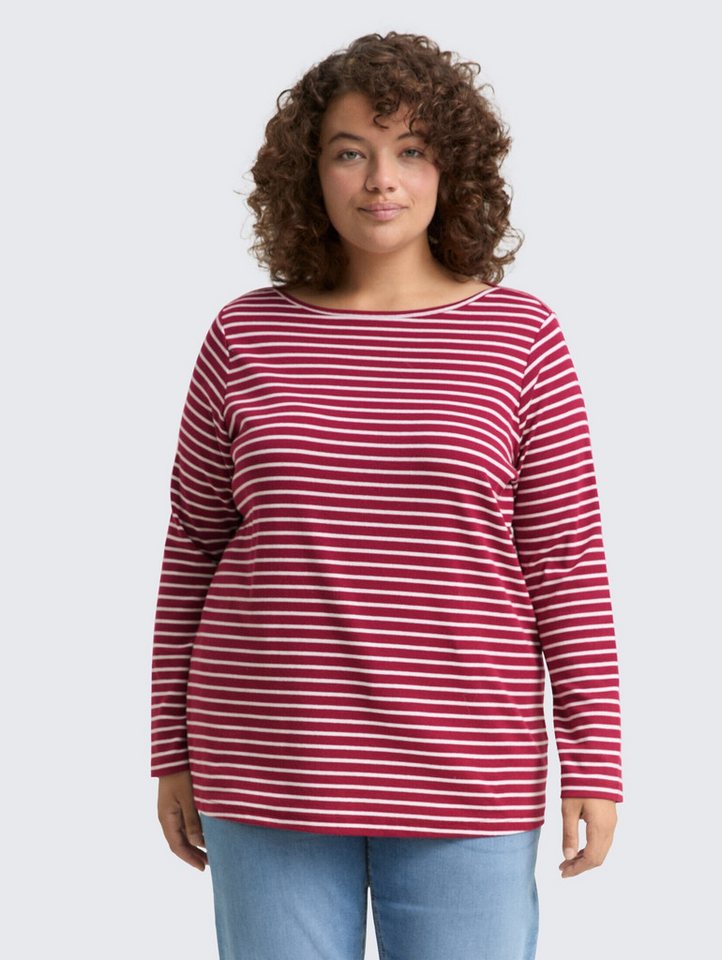 TOM TAILOR PLUS Langarmshirt Plus Size - Langarmshirt mit Streifenmuster Plus Size - Langarmshirt mit Streifenmuster von TOM TAILOR PLUS