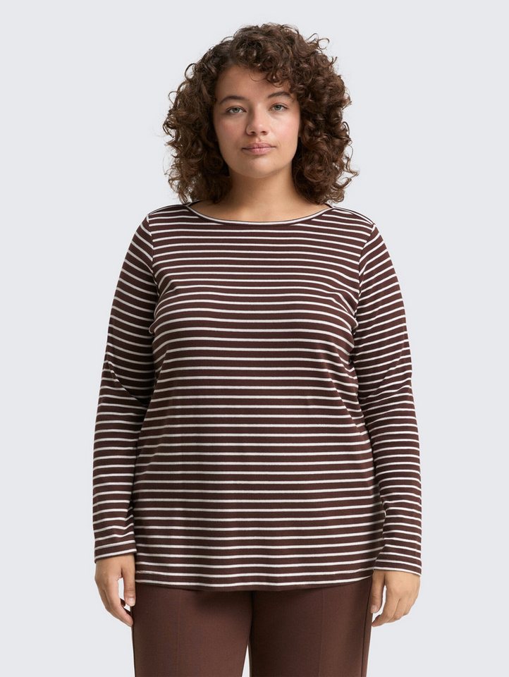 TOM TAILOR PLUS Langarmshirt Plus Size - Langarmshirt mit Streifenmuster Plus Size - Langarmshirt mit Streifenmuster von TOM TAILOR PLUS