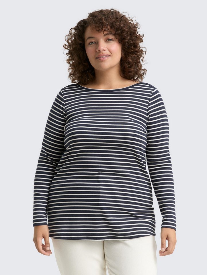 TOM TAILOR PLUS Langarmshirt Plus Size - Langarmshirt mit Streifenmuster Plus Size - Langarmshirt mit Streifenmuster von TOM TAILOR PLUS