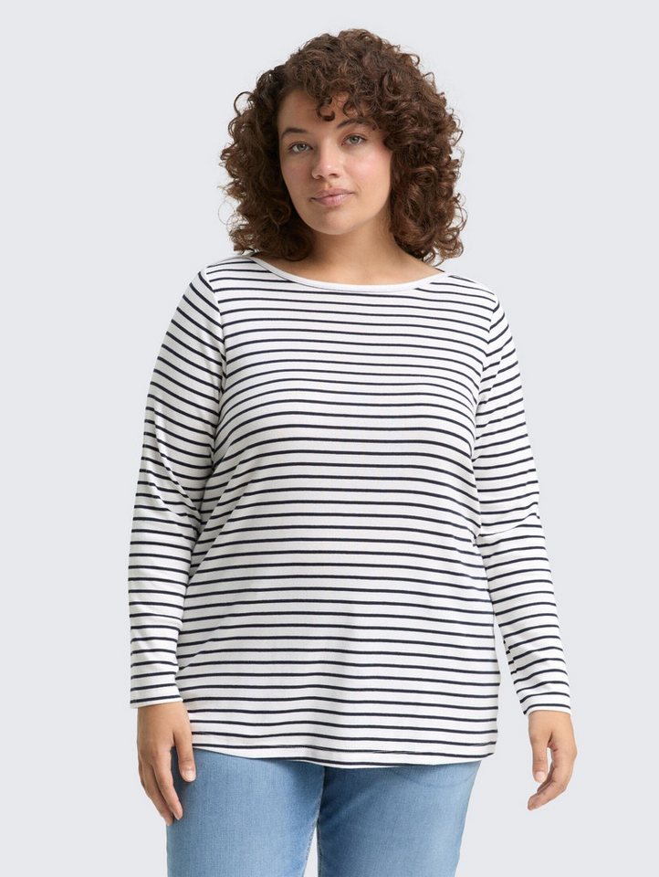 TOM TAILOR PLUS Langarmshirt Plus Size - Langarmshirt mit Streifenmuster Plus Size - Langarmshirt mit Streifenmuster von TOM TAILOR PLUS