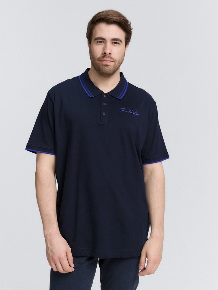 TOM TAILOR PLUS Poloshirt Poloshirts Plus Size - Poloshirt mit Logo-Print aus Baumwolle von TOM TAILOR PLUS
