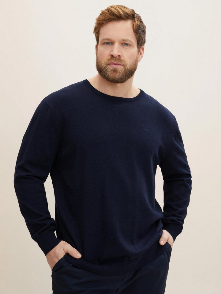 TOM TAILOR PLUS Strickpullover Plus - Basic Pullover mit Logo-Stickerei von TOM TAILOR PLUS