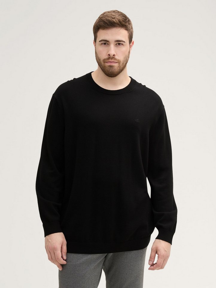 TOM TAILOR PLUS Strickpullover Plus Size - Strickpullover mit Logo Stickerei mit Logo Stickerei von TOM TAILOR PLUS
