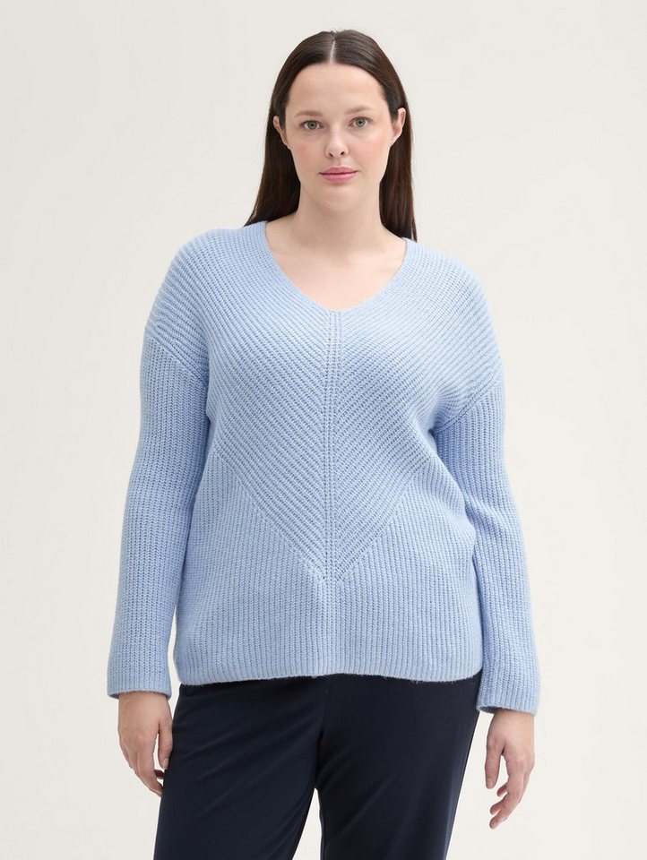 TOM TAILOR PLUS Strickpullover Plus Size - Strickpullover mit V-Ausschnitt von TOM TAILOR PLUS