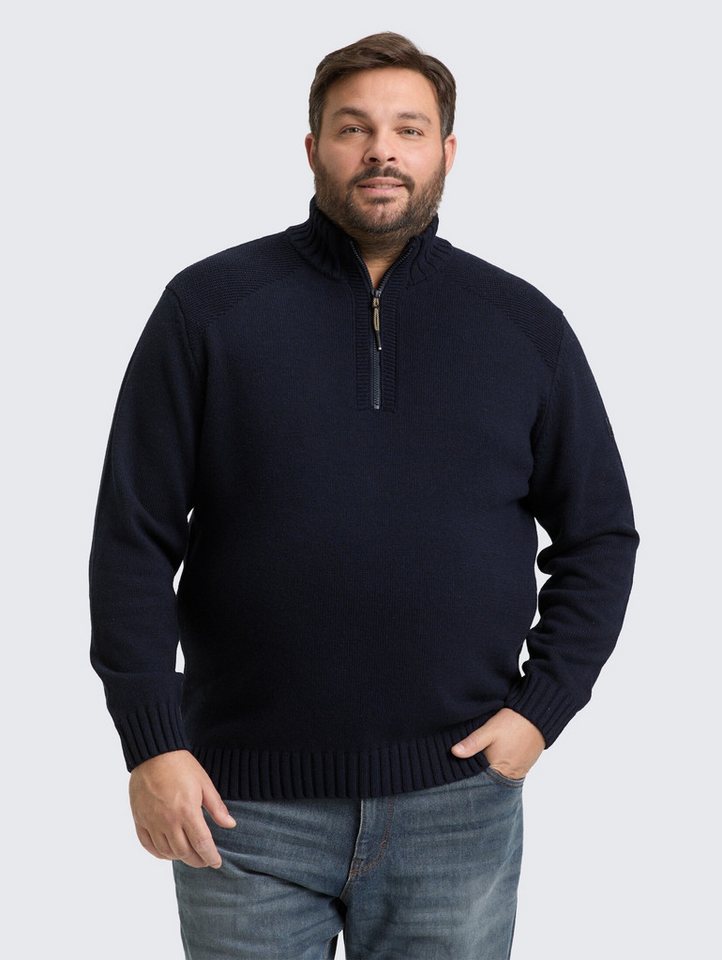 TOM TAILOR PLUS Strickpullover Pullover & Strickjacken Plus Size - Troyer Strickpullover mit Ripp-Details von TOM TAILOR PLUS