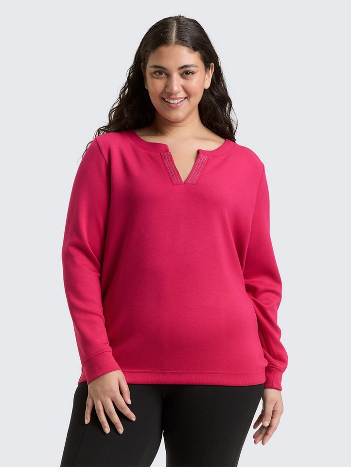 TOM TAILOR PLUS Sweatshirt Strick & Sweatshirts Plus Size - Scuba Sweatshirt mit Strasssteinen von TOM TAILOR PLUS