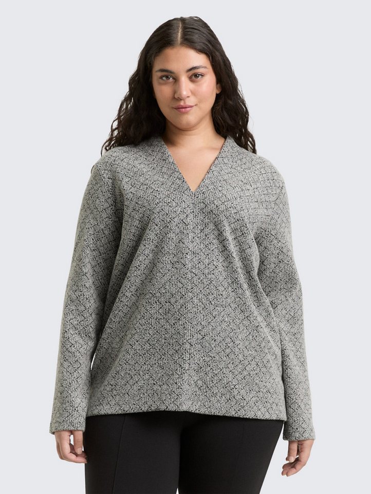 TOM TAILOR PLUS Sweatshirt Strick & Sweatshirts Plus Size - Sweatshirt mit V-Ausschnitt von TOM TAILOR PLUS