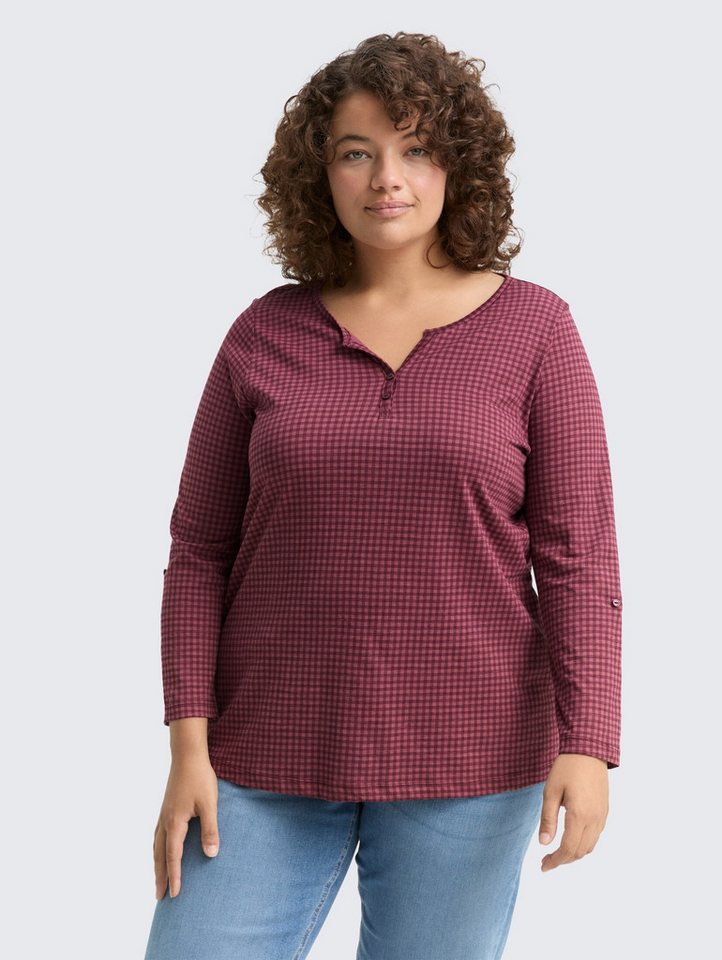 TOM TAILOR PLUS T-Shirt T-Shirt Plus Size - Henley Blusenshirt mit Muster von TOM TAILOR PLUS