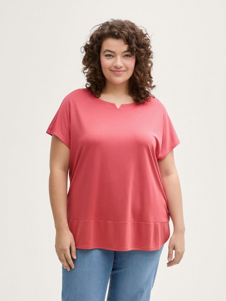 TOM TAILOR PLUS T-Shirt T-Shirt Plus Size - T-Shirt im Material-Mix von TOM TAILOR PLUS