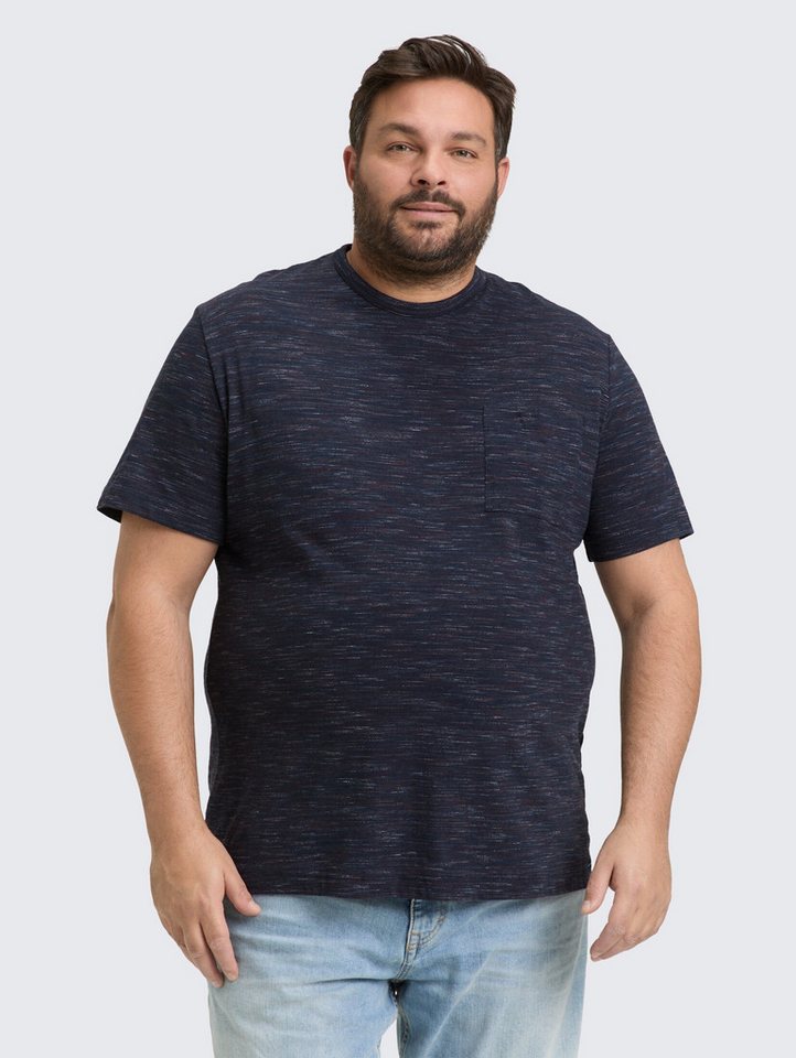 TOM TAILOR PLUS T-Shirt T-Shirt Plus Size - T-Shirt in Melange-Optik mit Brusttasche von TOM TAILOR PLUS