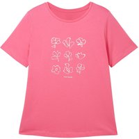 Große Größen: T-Shirt mit Print und Rundhalsausschnitt, pink bedruckt, Gr.44-54 von TOM TAILOR Plus