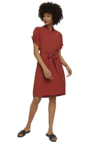 TOM TAILOR mine to five Damen 1025647 Kurzarm Blusenkleid, 13722-Rooibos Orange, 40 von TOM TAILOR