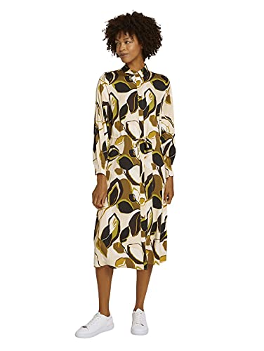 TOM TAILOR mine to five Damen 1027742 Kleid, 27957-Brown Green Leaves Design, 38 von TOM TAILOR