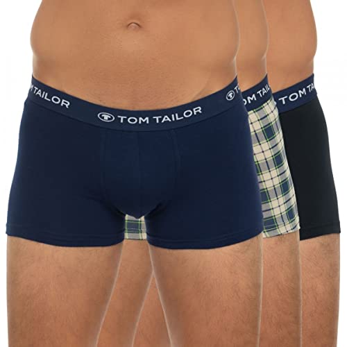 TOM TAILOR, Herren Hip Pants, 3er Pack, Karo und Uni, blau, XXL von TOM TAILOR