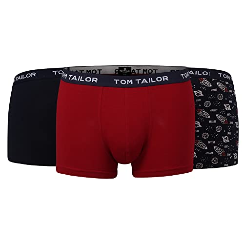 TOM TAILOR, Herren Hip Pants Buffer, 3er Pack, Allover und Uni, red, XL von TOM TAILOR