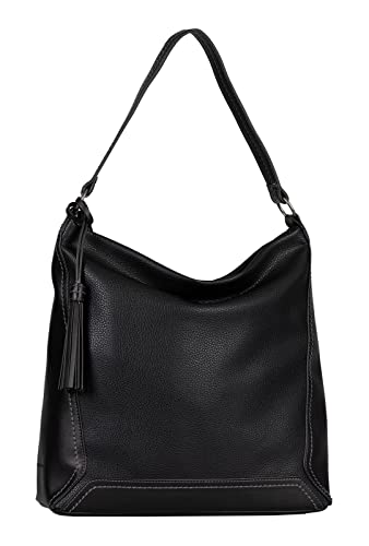 TOM TAILOR bags Isa Damen Hobo Bag Schultertasche Mittelgroß Schwarz von TOM TAILOR