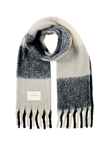 TOM TAILOR 1043005 Schal mit Karomuster, 36256-Navy Creme Check, OneSize von TOM TAILOR