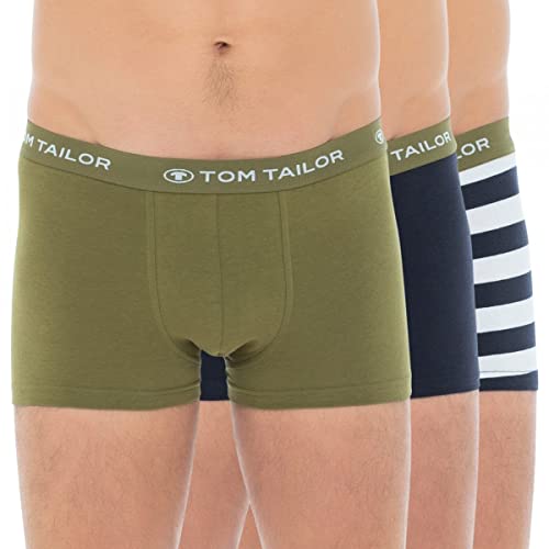 TOM TAILOR 3-er Set Trunks Blau, Weiß & Khaki gestreift Größe L von TOM TAILOR