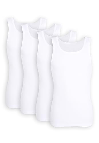 TOM TAILOR 4er Pack Herren Doppelripp Tank Top Unterhemd (weiß-hell-Uni, 3XL) von TOM TAILOR