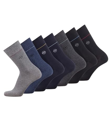 TOM TAILOR Socken - 7er Box Baumwollsocken für Altag und Freizeit - schlichte Herrensocken mit Sortierhilfe - Größe 39-42 und 43-46, Farben:grey melange, SockSizes:43-46 von TOM TAILOR