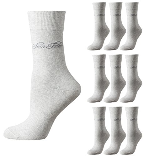 TOM TAILOR 9er Pack Basic Women Socks 9703 285 light grey melange Doppelpack Strümpfe Socken, Size:35-38 von TOM TAILOR