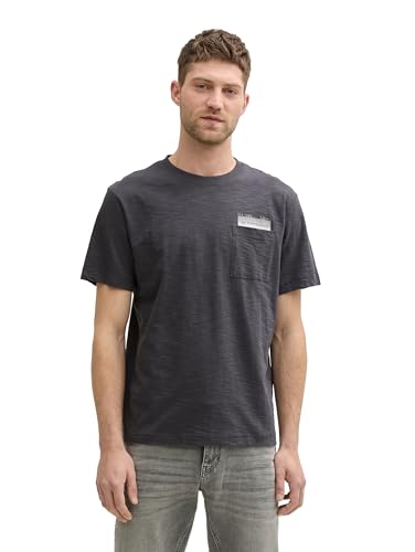 TOM TAILOR Basic Langarmshirt mit Henley-Kragen, Sky Captain Blue Stripy Inject, XXL von TOM TAILOR