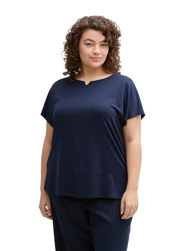 TOM TAILOR Damen 1045988 T-Shirt, 10360 - Real Navy Blue, 54 Große Größen EU von TOM TAILOR