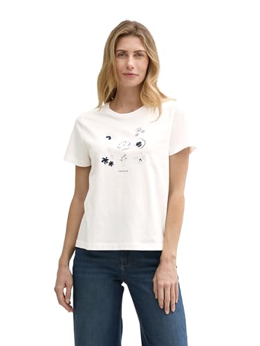 TOM TAILOR Basic T-Shirt aus Bio-Baumwolle, Multicolor Navy dot Structure, L von TOM TAILOR