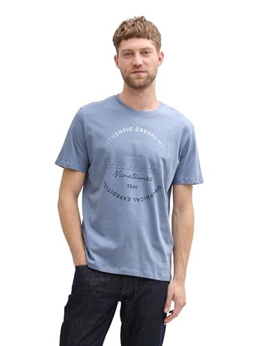 TOM TAILOR Basic T-Shirt mit Logo-Print, Dark Smoke Green, XS TOM TAILOR Basic T-Shirt mit Logo-Print, Dark Smoke Green, XS von TOM TAILOR